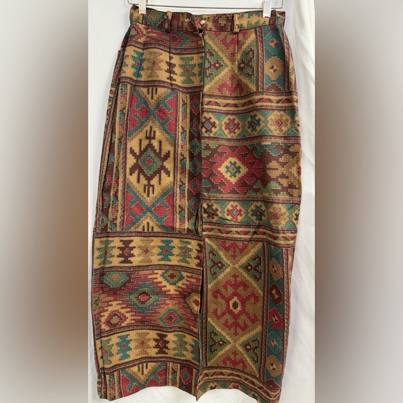 Circle T Vtg Geometric Patterned Vest and Maxi Skirt Set - Picture 6 of 9